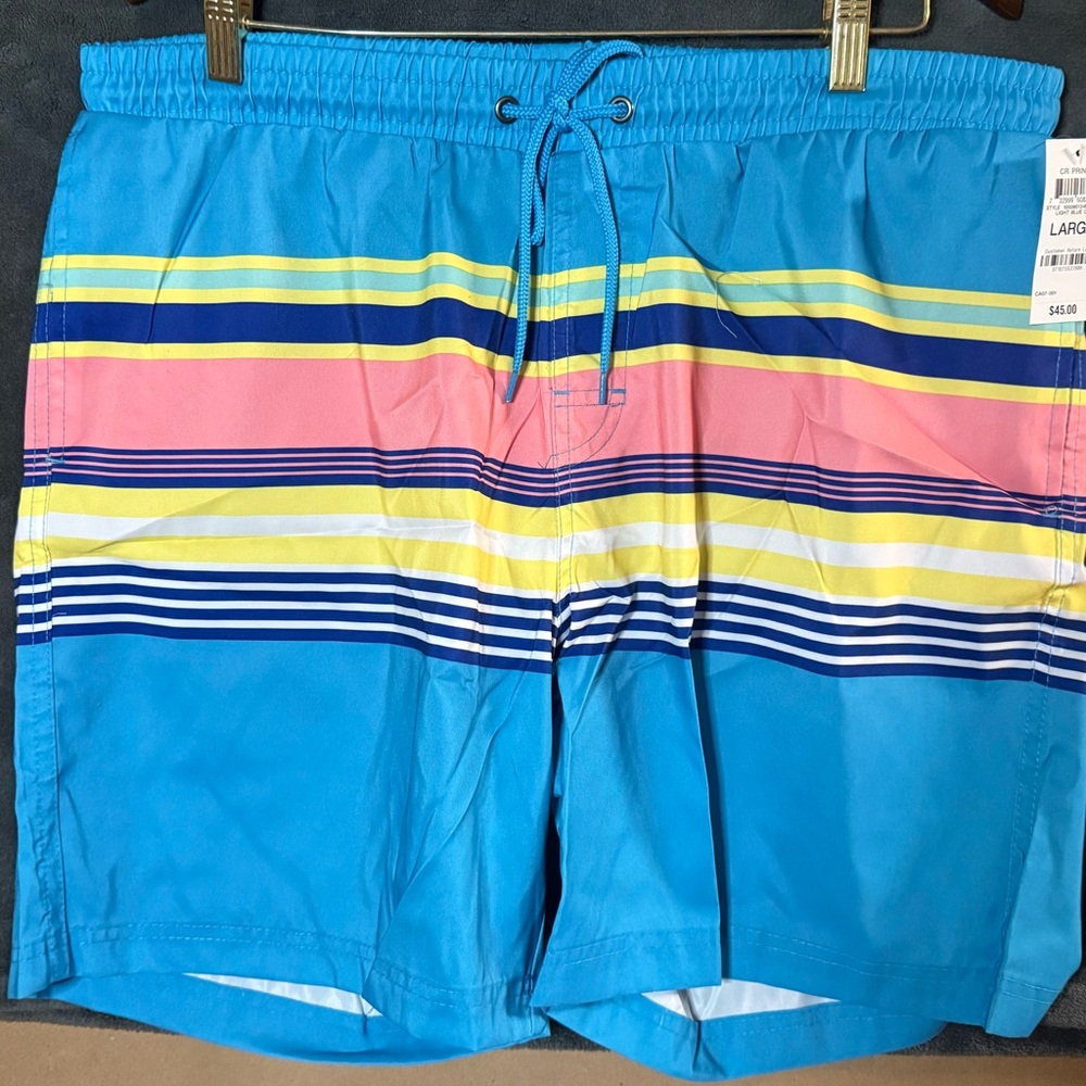 Club Room Blue and Pink Striped Men's Swim Shorts